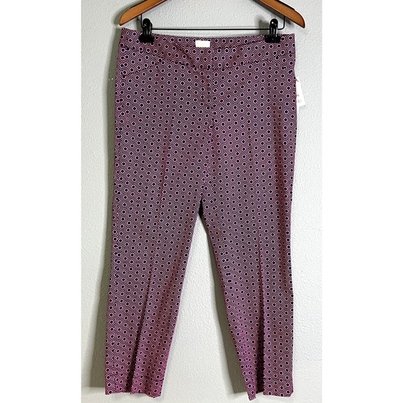 NWT Laundry by Shelli Segal Purple & Black Patterned Ankle Pants Size 8 Straight - Picture 1 of 11